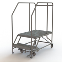 Mobile Work Platform, Steel, 2 Steps, 20" H, 35" D, 24" Step, Serrated Consource