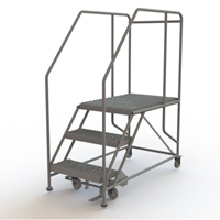 Mobile Work Platform, Steel, 3 Steps, 30" H, 35" D, 24" Step, Serrated Consource
