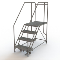 Mobile Work Platform, Steel, 4 Steps, 40" H, 35" D, 24" Step, Serrated Consource