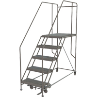 Mobile Work Platform, Steel, 5 Steps, 50" H, 35" D, 24" Step, Serrated Consource