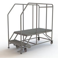 Mobile Work Platform, Steel, 2 Steps, 20" H, 47" D, 24" Step, Serrated Consource