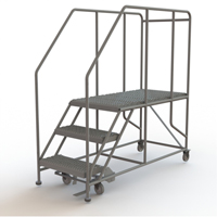 Mobile Work Platform, Steel, 3 Steps, 30" H, 47" D, 24" Step, Serrated Consource