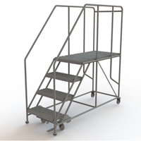 Mobile Work Platform, Steel, 4 Steps, 40" H, 47" D, 24" Step, Serrated Consource