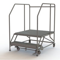Mobile Work Platform, Steel, 2 Steps, 20" H, 36" D, 36" Step, Serrated Consource