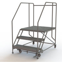 Mobile Work Platform, Steel, 3 Steps, 30" H, 36" D, 36" Step, Serrated Consource