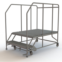 Mobile Work Platform, Steel, 2 Steps, 20" H, 48" D, 36" Step, Serrated Consource