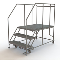 Mobile Work Platform, Steel, 3 Steps, 30" H, 48" D, 36" Step, Serrated Consource