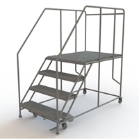 Mobile Work Platform, Steel, 4 Steps, 40" H, 48" D, 36" Step, Serrated Consource