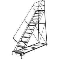 Safety Slope Rolling Ladder, 12 Steps, Perforated, 50° Incline, 120" High Consource