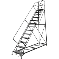 Safety Slope Rolling Ladder, 13 Steps, Perforated, 50° Incline, 130" High Consource