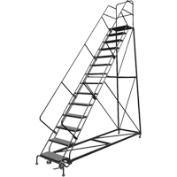Safety Slope Rolling Ladder, 14 Steps, Perforated, 50° Incline, 140" High Consource
