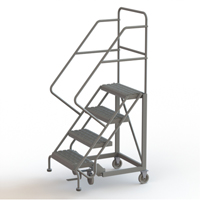 Safety Slope Rolling Ladder, 4 Steps, Serrated, 50° Incline, 40" High Consource