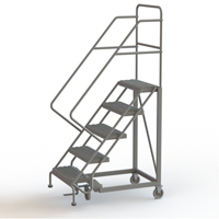Safety Slope Rolling Ladder, 5 Steps, Serrated, 50° Incline, 50" High Consource