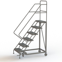 Safety Slope Rolling Ladder, 6 Steps, Serrated, 50° Incline, 60" High Consource
