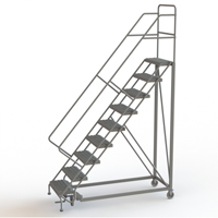 Safety Slope Rolling Ladder, 9 Steps, Serrated, 50° Incline, 90" High Consource