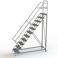 Safety Slope Rolling Ladder, 11 Steps, Serrated, 50° Incline, 110" High Consource