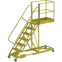Cantilever Rolling Ladder, Supported, 7 Steps, 40" Platform Depth, 70" Platform Height Consource