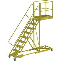 Cantilever Rolling Ladder, Supported, 9 Steps, 40" Platform Depth, 90" Platform Height Consource