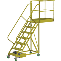 Cantilever Rolling Ladder, Unsupported, 7 Steps, 40" Platform Depth, 70" Platform Height Consource