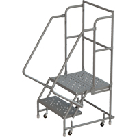 Deep Top Step Rolling Ladder, 2 Steps, 24" Step Width, 20" Platform Height, Steel Consource