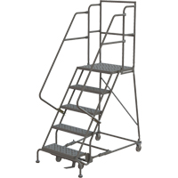 Deep Top Step Rolling Ladder, 5 Steps, 24" Step Width, 50" Platform Height, Steel Consource