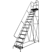 Deep Top Step Rolling Ladder, 13 Steps, 24" Step Width, 130" Platform Height, Steel Consource