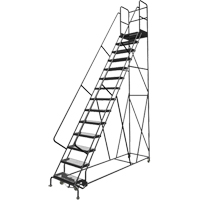 Deep Top Step Rolling Ladder, 14 Steps, 24" Step Width, 140" Platform Height, Steel Consource