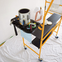 nsemble d'&eacute;chafaudage &agrave; montant de s&eacute;curit&eacute; & tablette pour outils de 4' Jobsite Series, Cadre Acier, 49-1/2" p x 57-3/4" h Consource