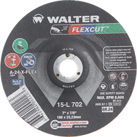 Meules &agrave; moyeu d&eacute;port&eacute; Flexcut, 7", 24 Grain, Oxyde d'aluminium, 7/8", 8600 Tr/min, Type 29 Consource