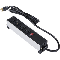 Indoor Brushed Aluminum Power Bar, 4 Outlet(s), 6' Consource