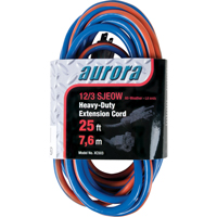 TPE-Rubber Extension Cord With Light Indicator, All-Weather, SJEOW, 12/3 AWG, 15 A, 25' Consource
