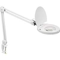 Lampe loupe ajustable, Dioptrie 5, Ampoule DEL, Bras de 47", Pinces serre-joints, Blanc Consource
